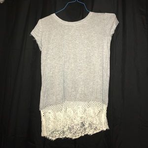 grey top with lace